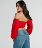 Alluring Daydream Off-The-Shoulder Crop Top sold by Windsor