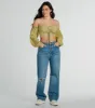 Alluring Daydream Off-The-Shoulder Crop Top sold by Windsor