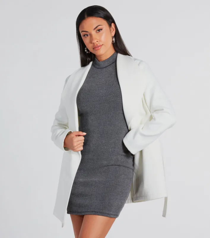 Trending Charm Faux Wool Belted Trench Coat sold by Windsor