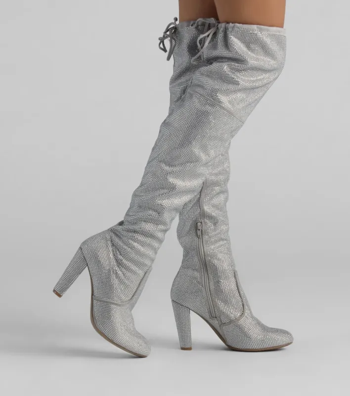 Diamonds In My Eyes Rhinestone Over-The-Knee Boots sold by Windsor