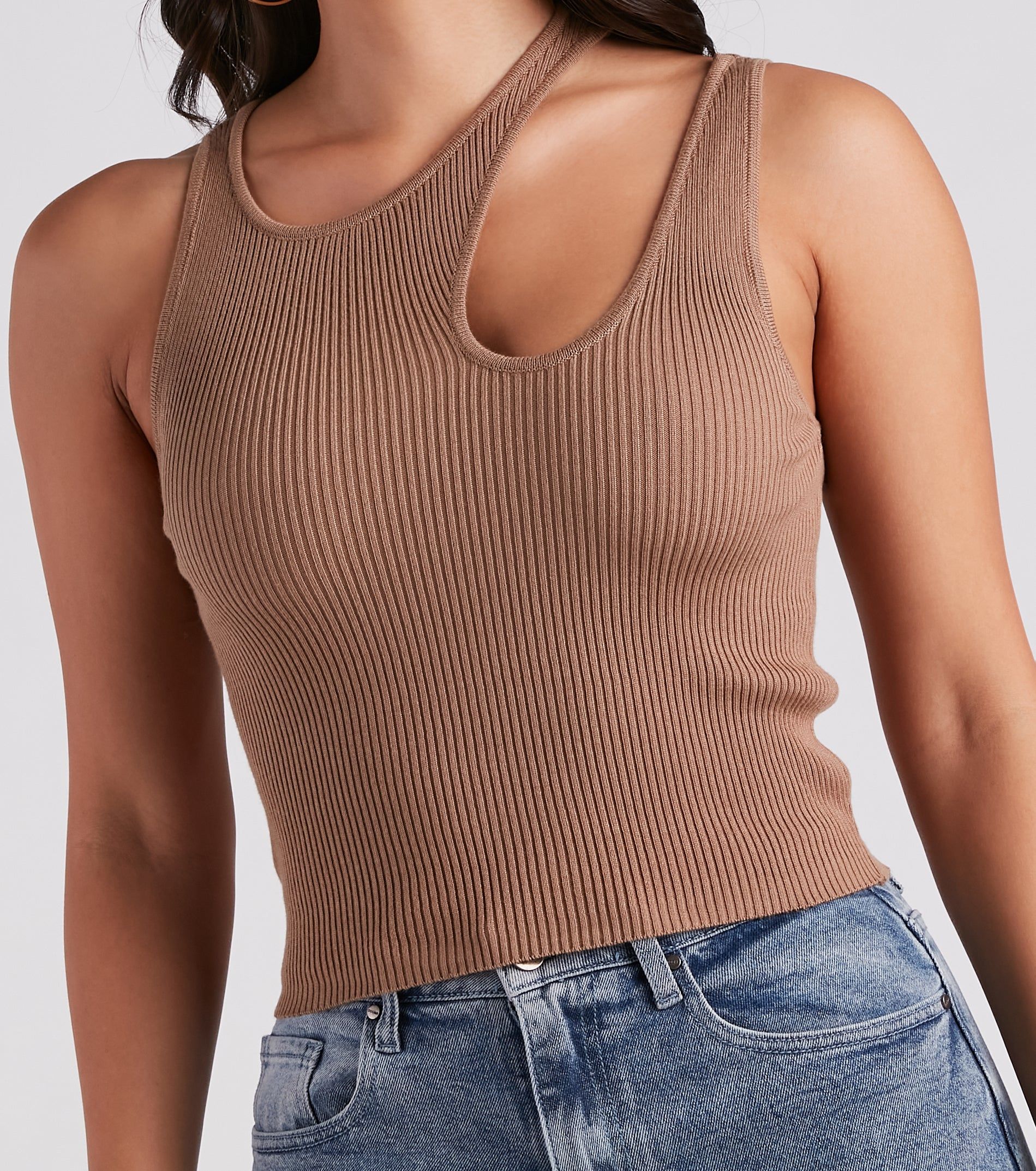 Piece Of Me Cutout Rib Knit Crop Top sold by Windsor product image thumbnail 4