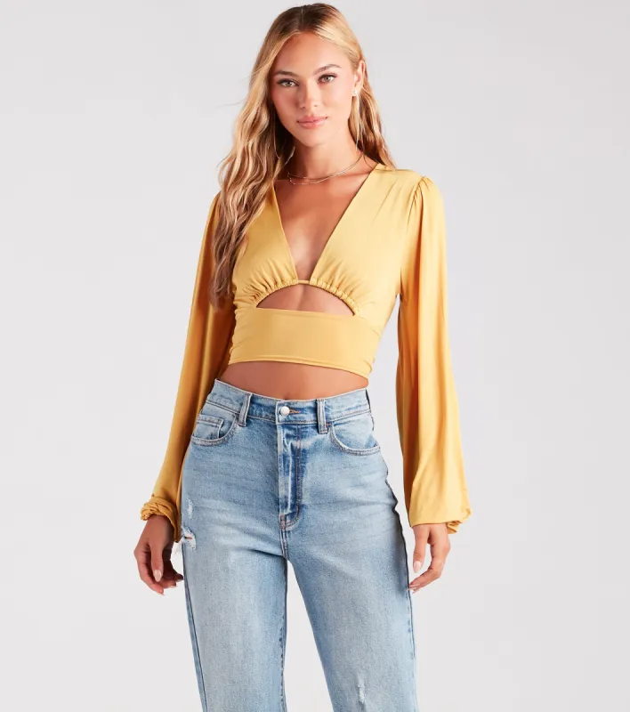 CLEARANCE - Blown Away Plunge Tie-Back Crop Top sold by Windsor