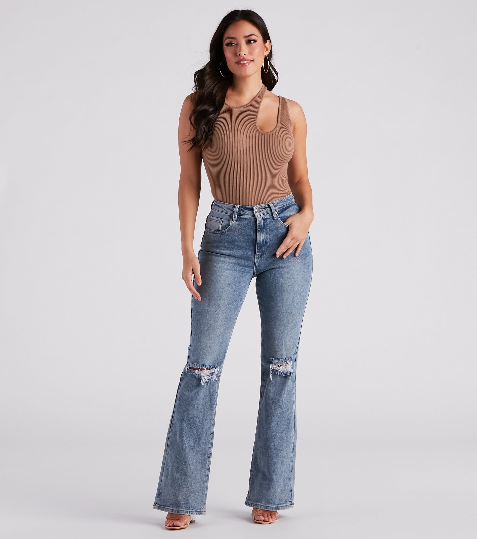 Piece Of Me Cutout Rib Knit Crop Top sold by Windsor product image thumbnail 3