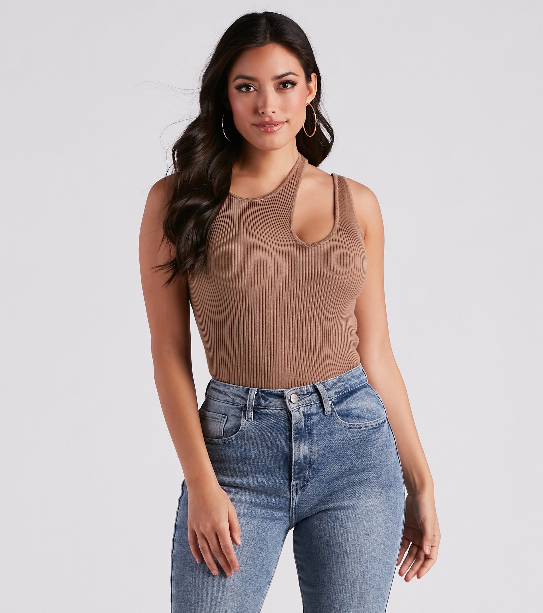 Piece Of Me Cutout Rib Knit Crop Top sold by Windsor