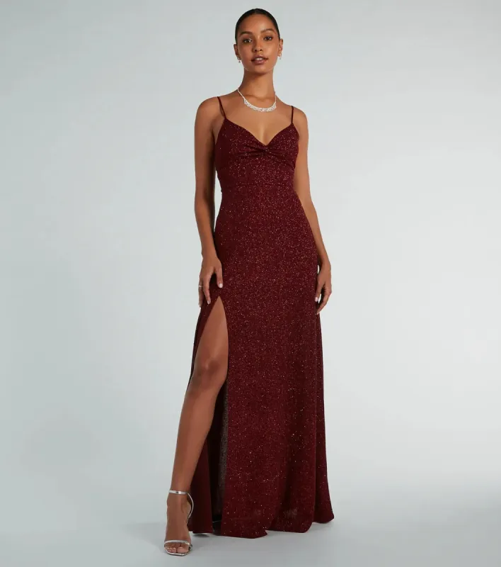 Elizabeth Cutout A-Line Slit Glitter Formal Dress sold by Windsor