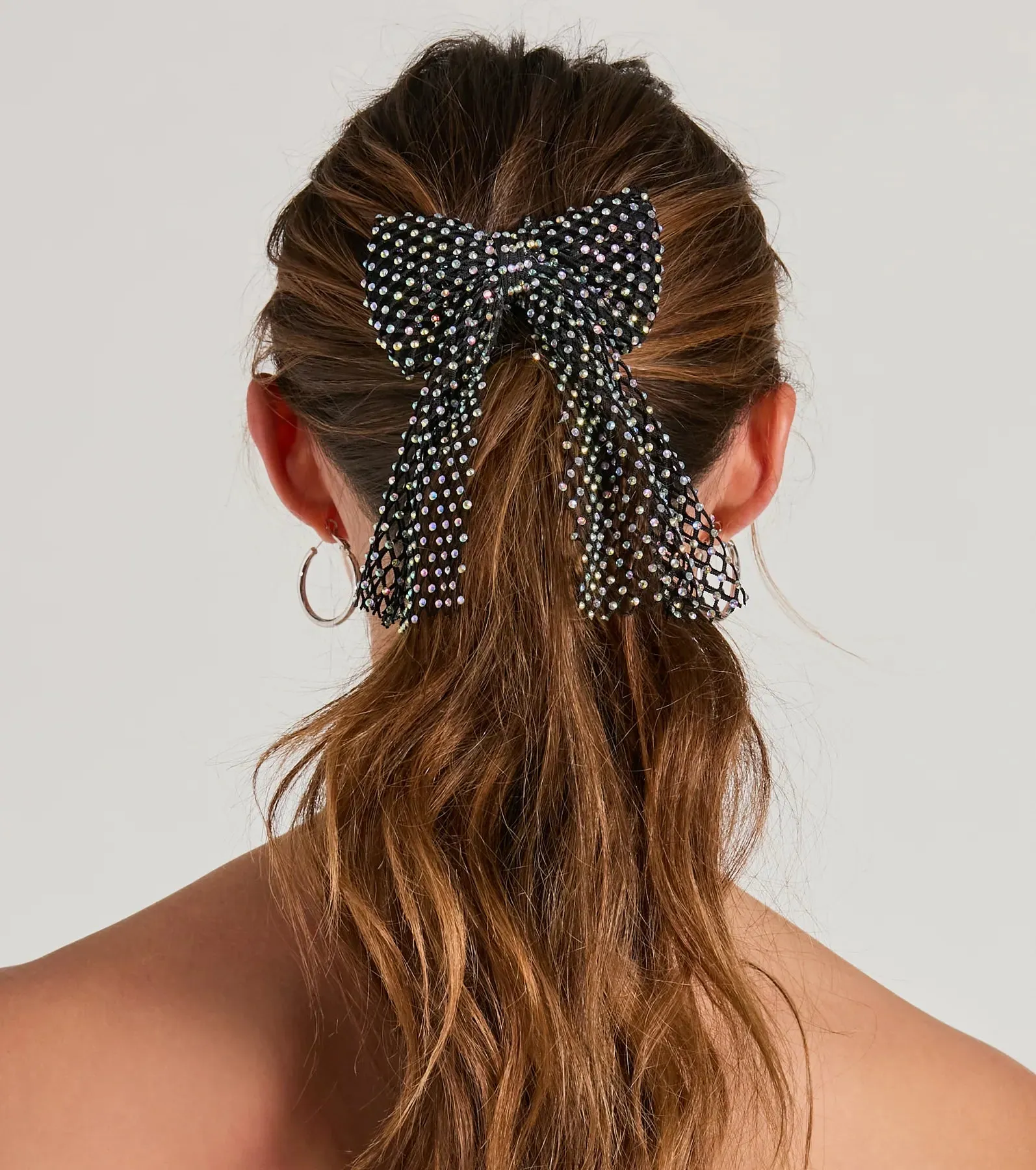 Glam Pop Iridescent Rhinestone Hair Bow Barrette sold by Windsor