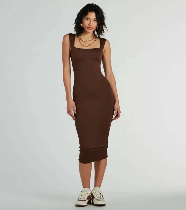 Smooth Silhouette Square Neck Tank Midi Dress sold by Windsor