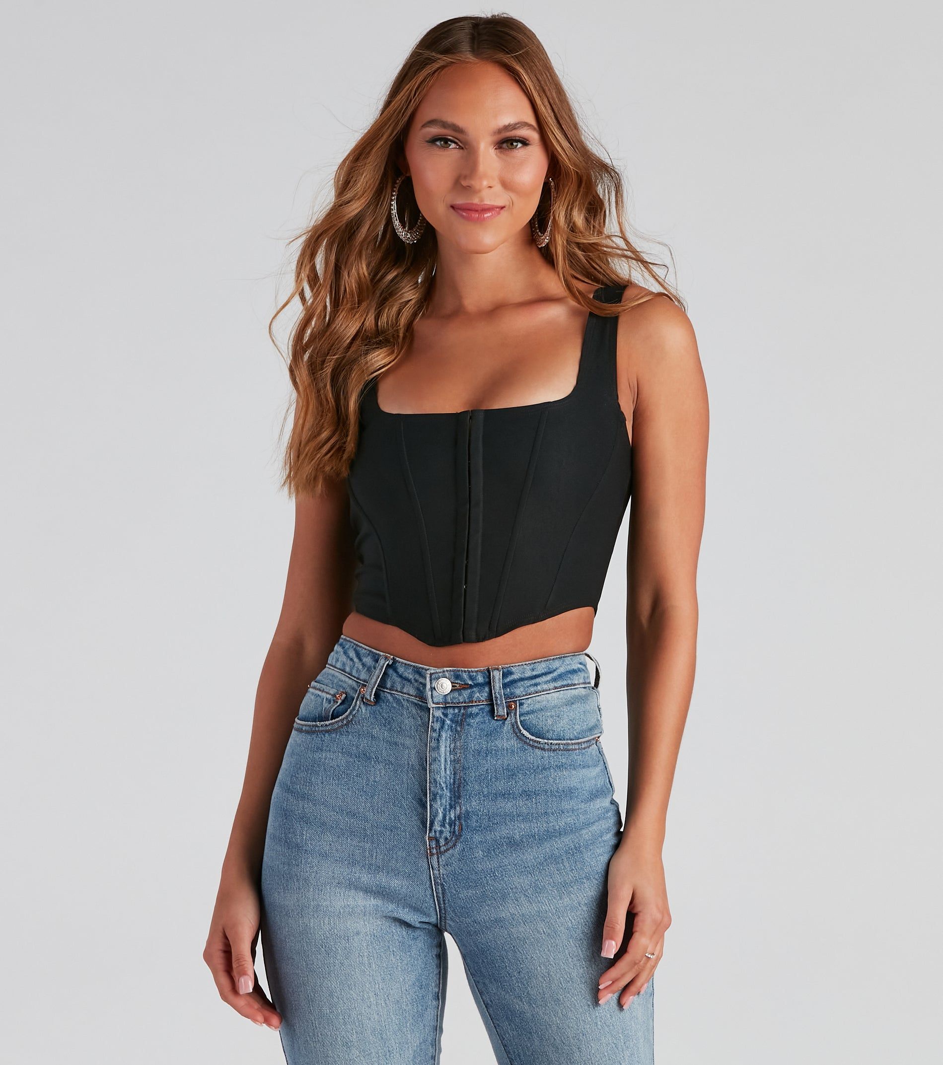 PLACEHOLDER - Hook and Eye Corset Crop Top sold by Windsor product image thumbnail 2
