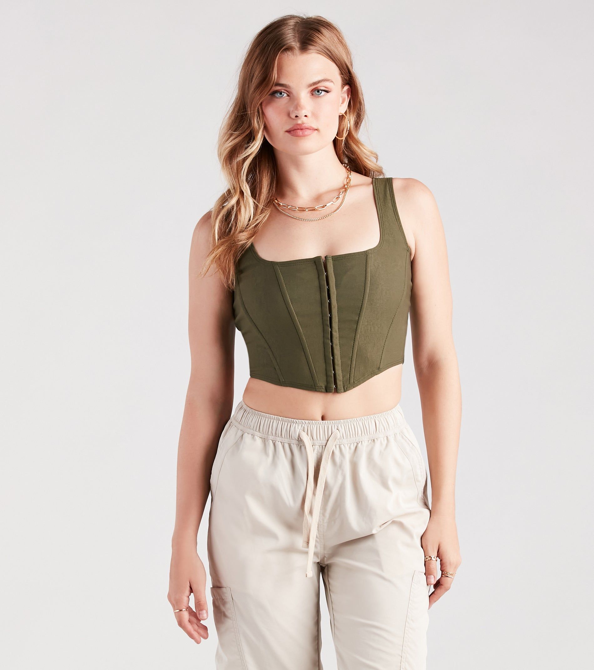 PLACEHOLDER - Hook and Eye Corset Crop Top sold by Windsor product image thumbnail 6