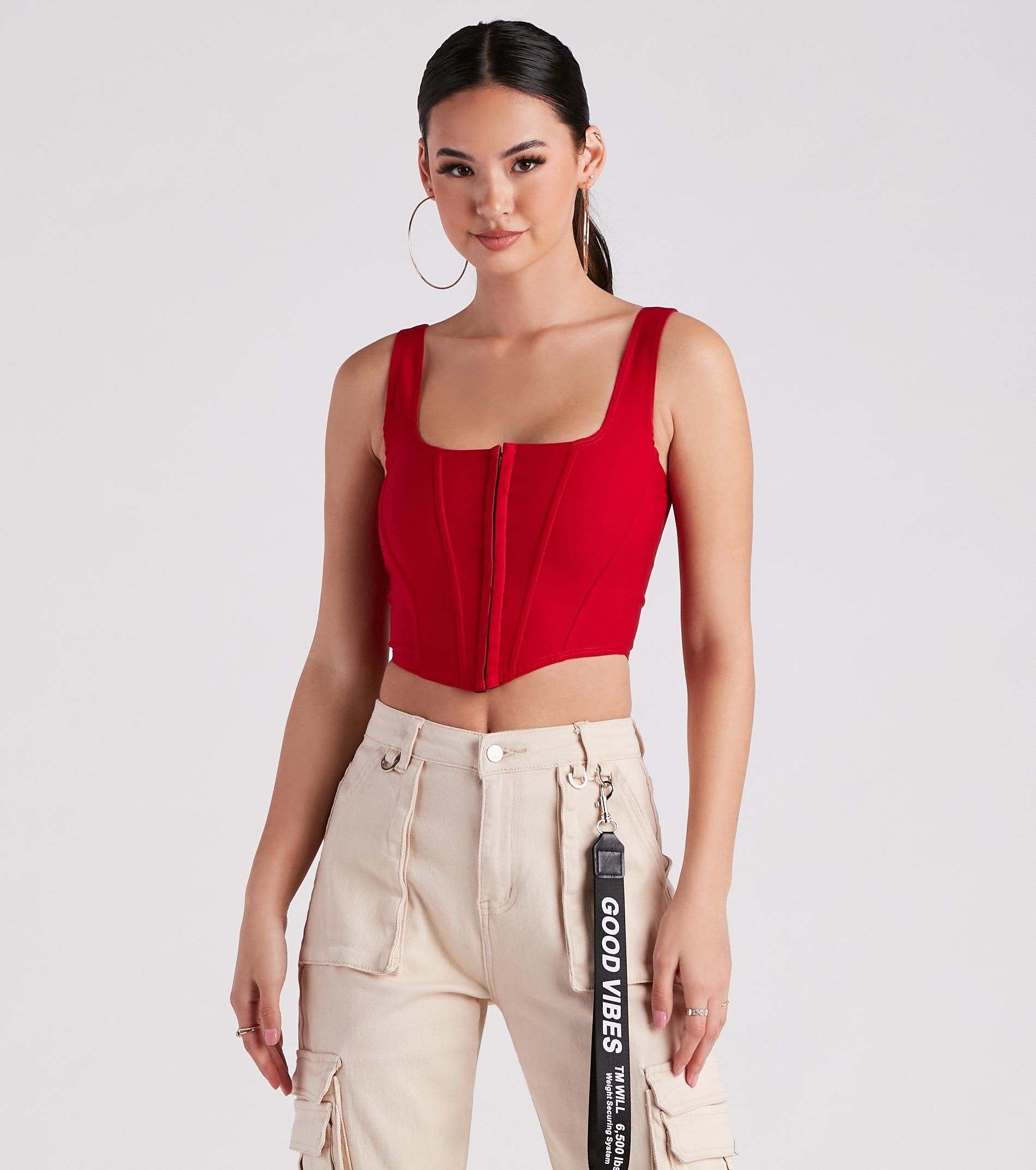PLACEHOLDER - Hook and Eye Corset Crop Top sold by Windsor product image thumbnail 3