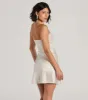 Perfect Glow Strapless Pleat A-Line Satin Mini Dress sold by Windsor
