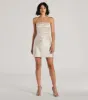 Perfect Glow Strapless Pleat A-Line Satin Mini Dress sold by Windsor
