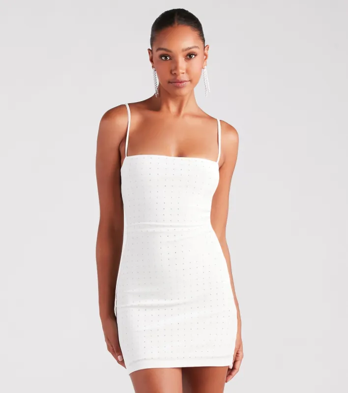 Wonderstruck Rhinestone Velvet Bodycon Mini Dress sold by Windsor