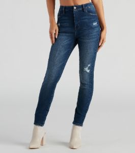 Taylor High-Rise Destructed Skinny Ankle Jeans by Windsor Denim sold by Windsor