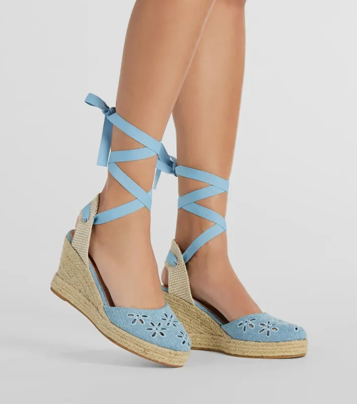 Cute Vibes Flower-Detail Espadrille Wedges sold by Windsor
