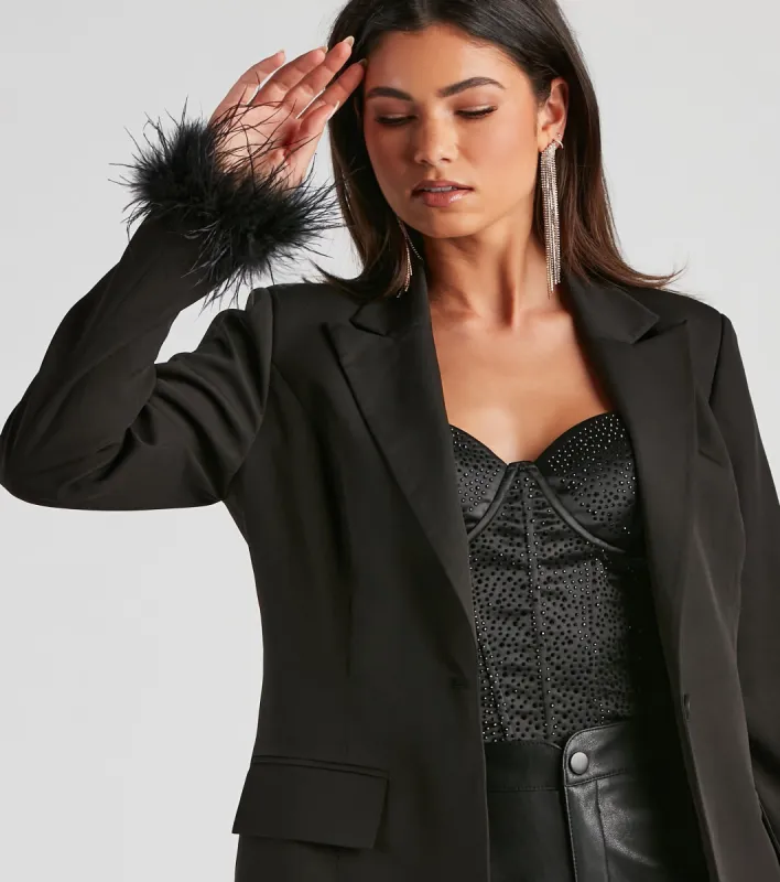 Feelin' Fancy Feather Trim Blazer sold by Windsor