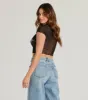 Born Star Rhinestone Sheer Mesh Crop Top sold by Windsor