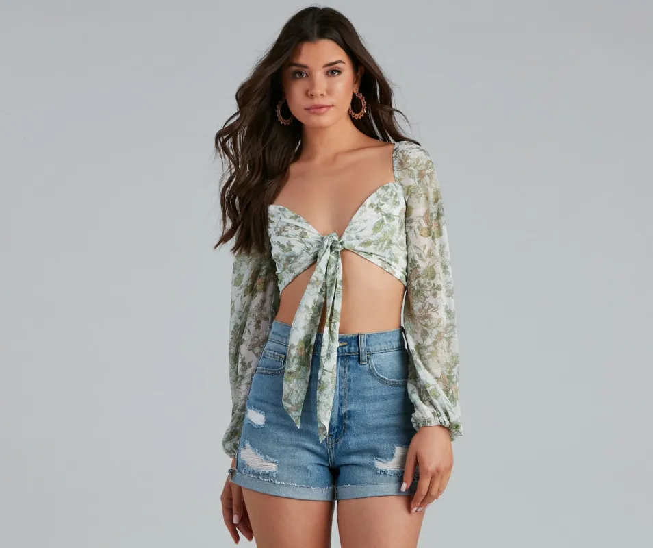 Chic Dainty Floral Tie-Front Top sold by Windsor
