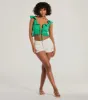 Flirty Flutter Sleeve Tie-Front Eyelet Crop Top sold by Windsor