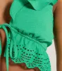 Flirty Flutter Sleeve Tie-Front Eyelet Crop Top sold by Windsor
