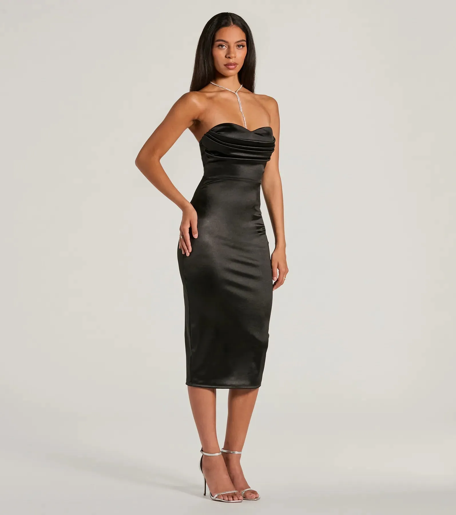 Exquisite In Strapless Satin Midi Dress sold by Windsor product image thumbnail 4
