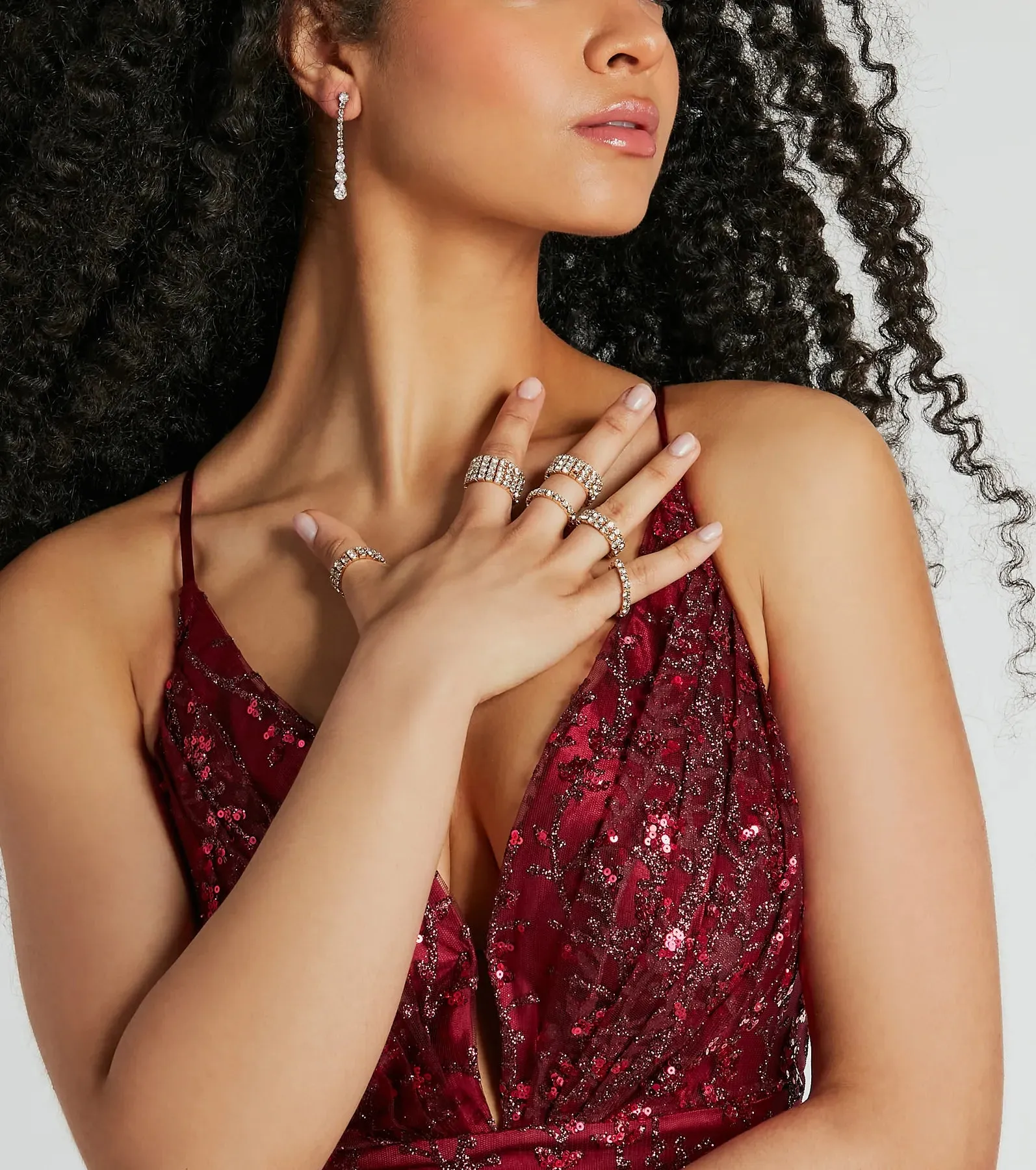 Gleam On Rhinestone Six-Pack Ring Set sold by Windsor