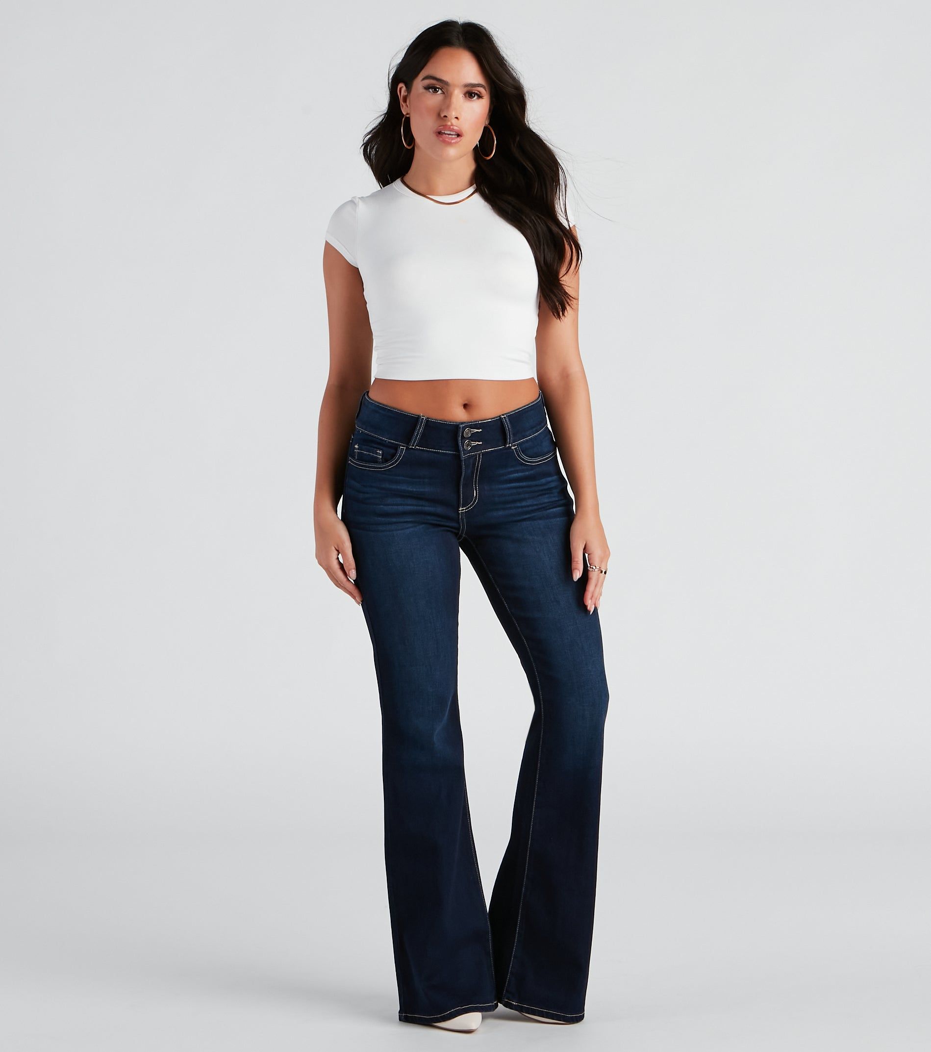 Drop It Low Mid Rise Flare Denim Jeans sold by Windsor