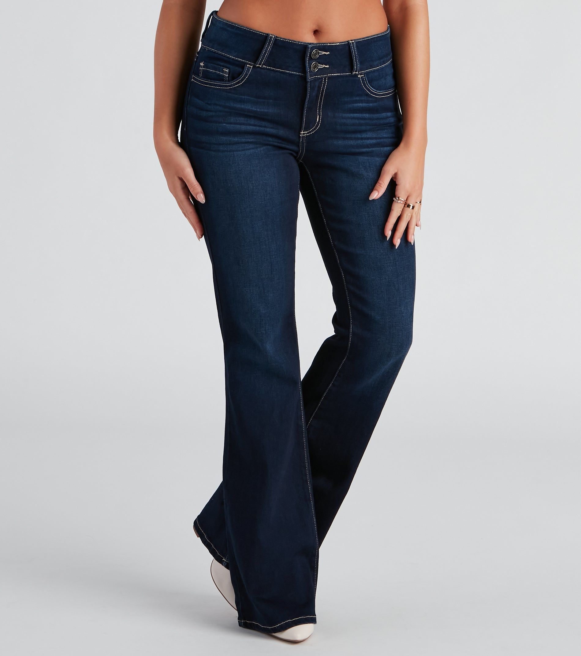 Drop It Low Mid Rise Flare Denim Jeans sold by Windsor product image thumbnail 2