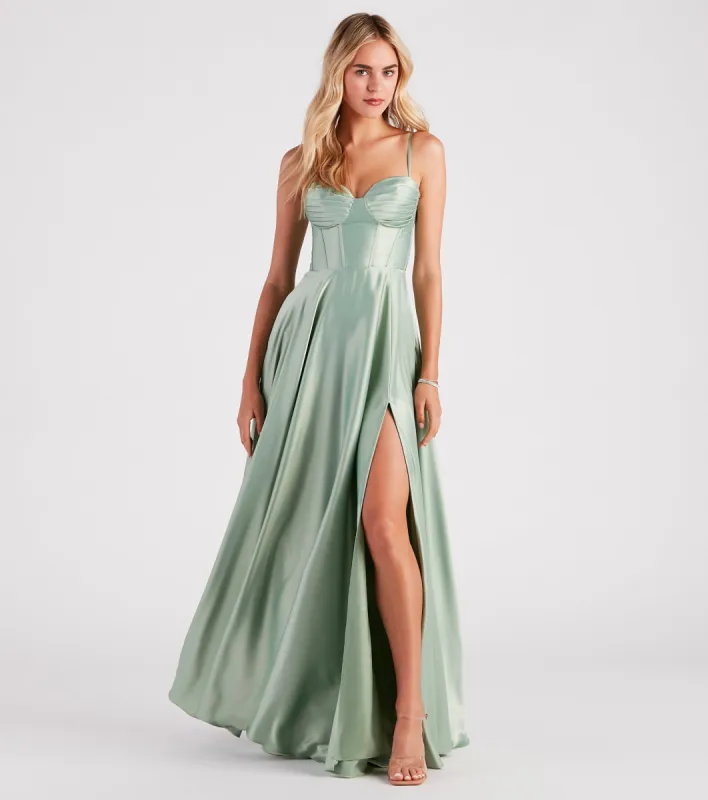 Lianne Satin Corset A-Line Formal Dress sold by Windsor
