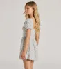 Darling Babe Floral Woven Puff Sleeve Skater Dress sold by Windsor