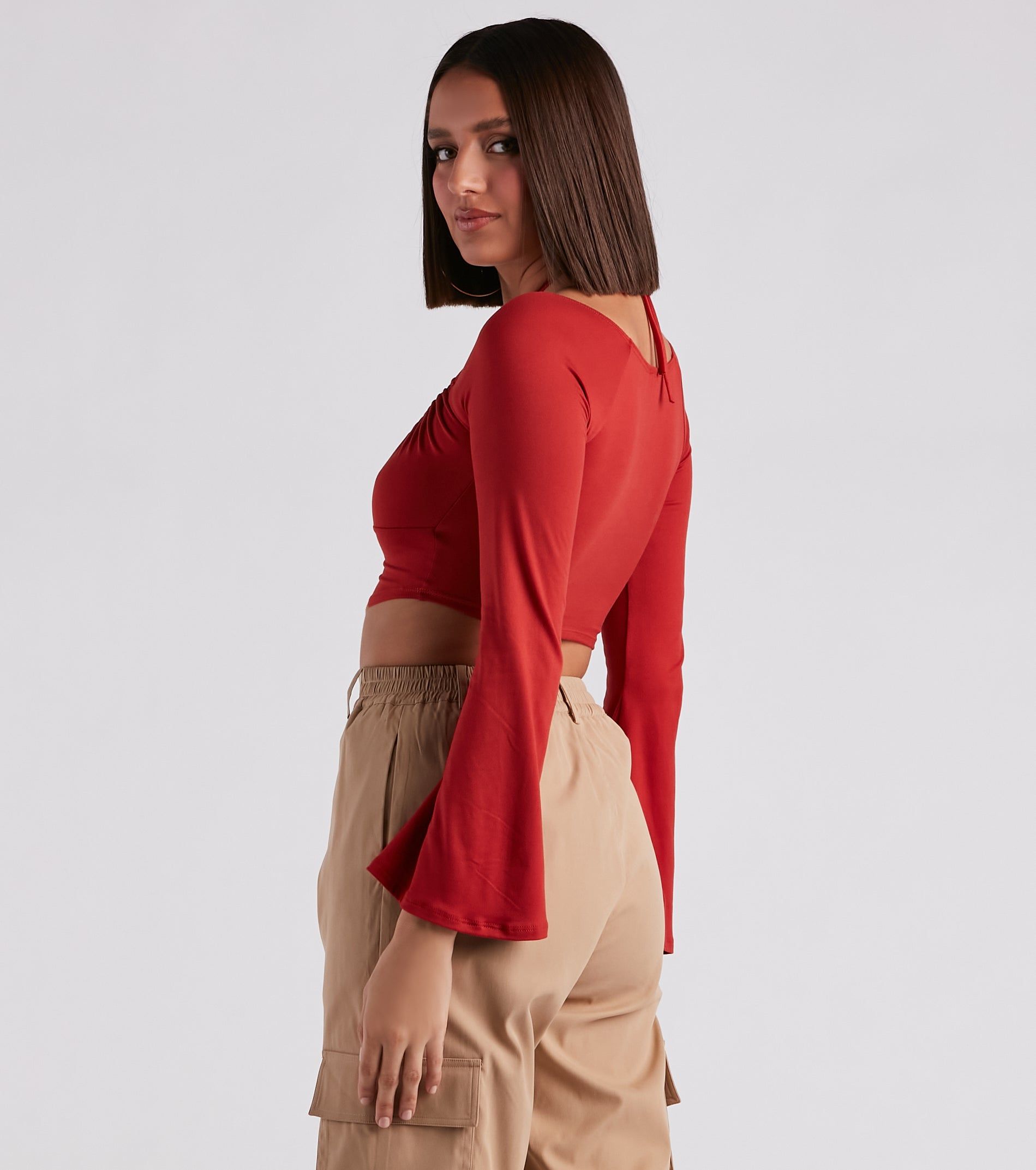 Effortlessly Sultry Bell Sleeve Crop Top sold by Windsor product image thumbnail 2
