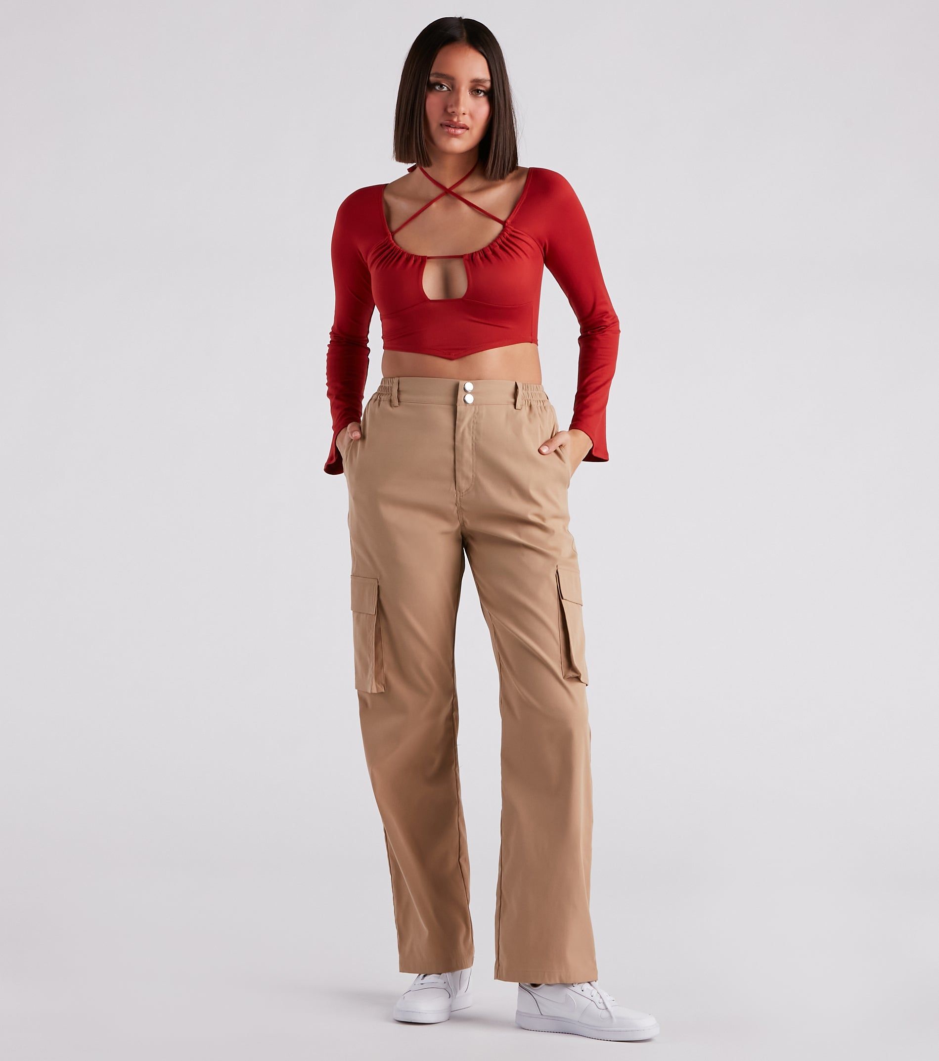Effortlessly Sultry Bell Sleeve Crop Top sold by Windsor product image thumbnail 3