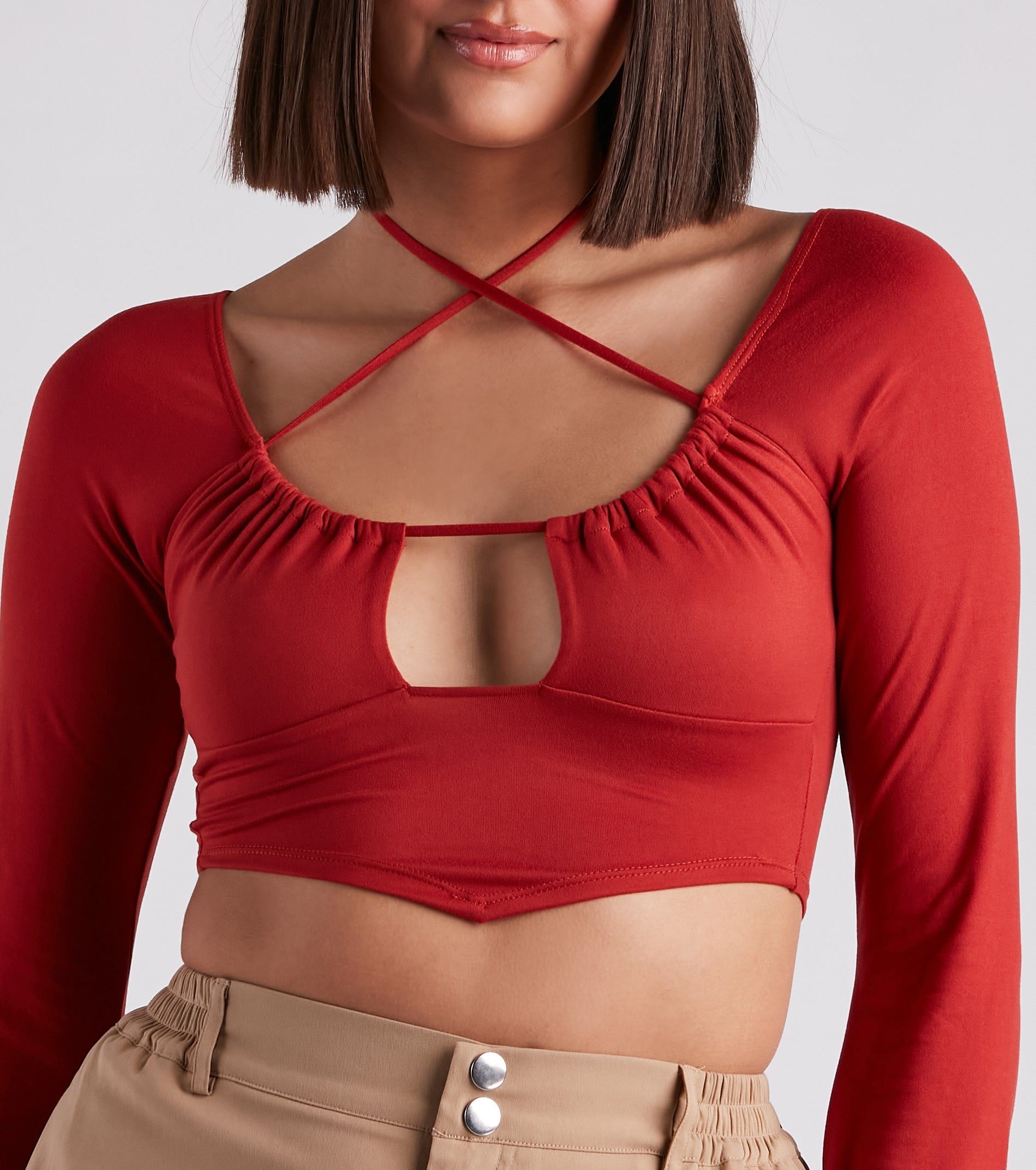 Effortlessly Sultry Bell Sleeve Crop Top sold by Windsor product image thumbnail 4