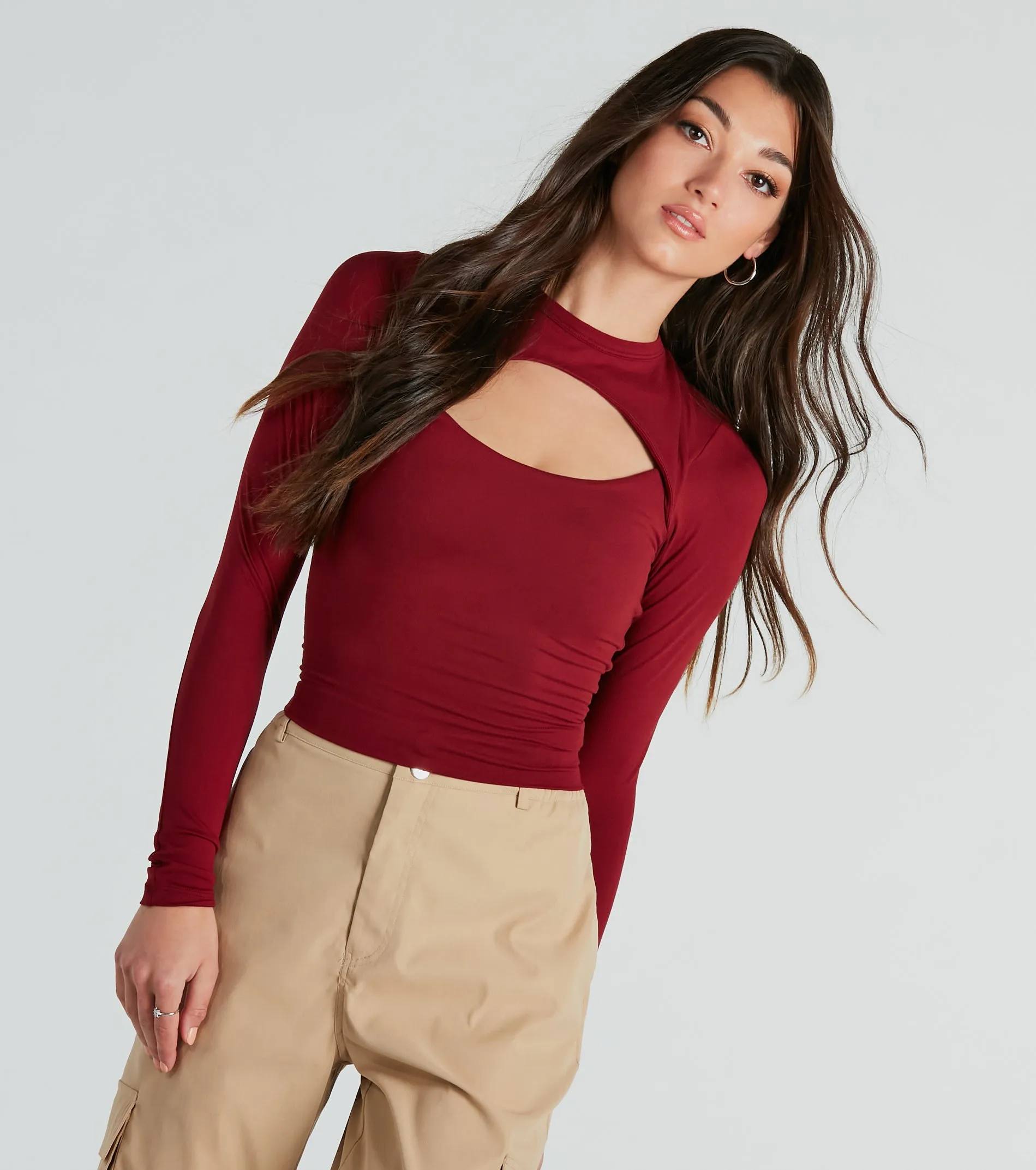 Cool-Girl Energy Cutout Long Sleeve Top sold by Windsor