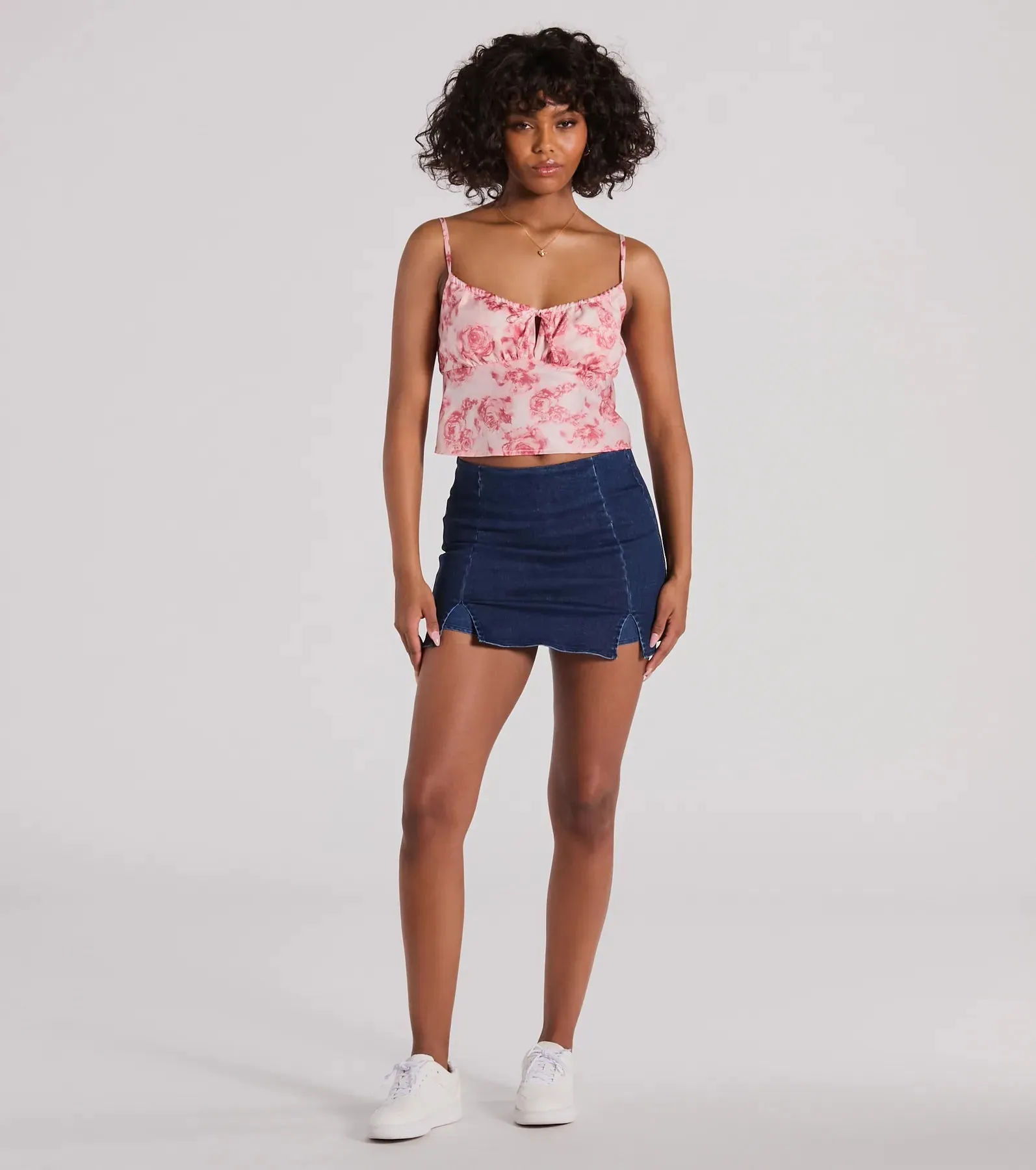 Blooming Beauty Sleeveless Floral Satin Crop Top sold by Windsor product image thumbnail 3