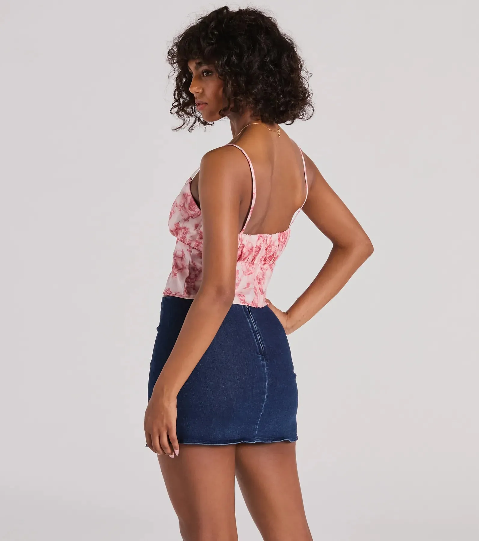 Blooming Beauty Sleeveless Floral Satin Crop Top sold by Windsor product image thumbnail 2