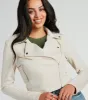 Stylish Impression Faux Suede Moto Jacket sold by Windsor