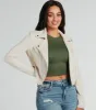 Stylish Impression Faux Suede Moto Jacket sold by Windsor
