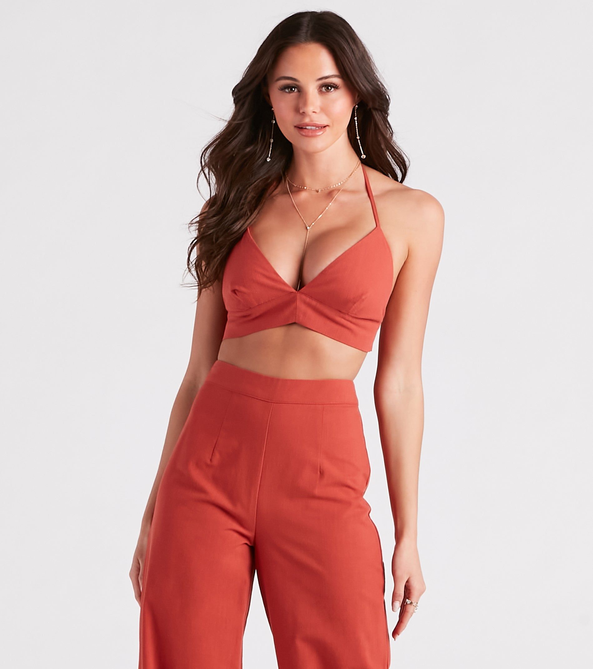 Meet In The Hamptons Linen Crop Top sold by Windsor