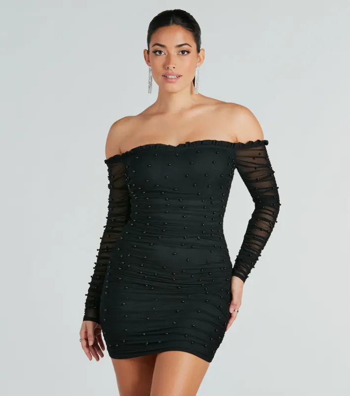 CLEARANCE - Elite Style Pearl Embellished Mini Dress sold by Windsor