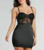 Sexy Allure Lace-Trim Satin Corset Mini Dress sold by Windsor