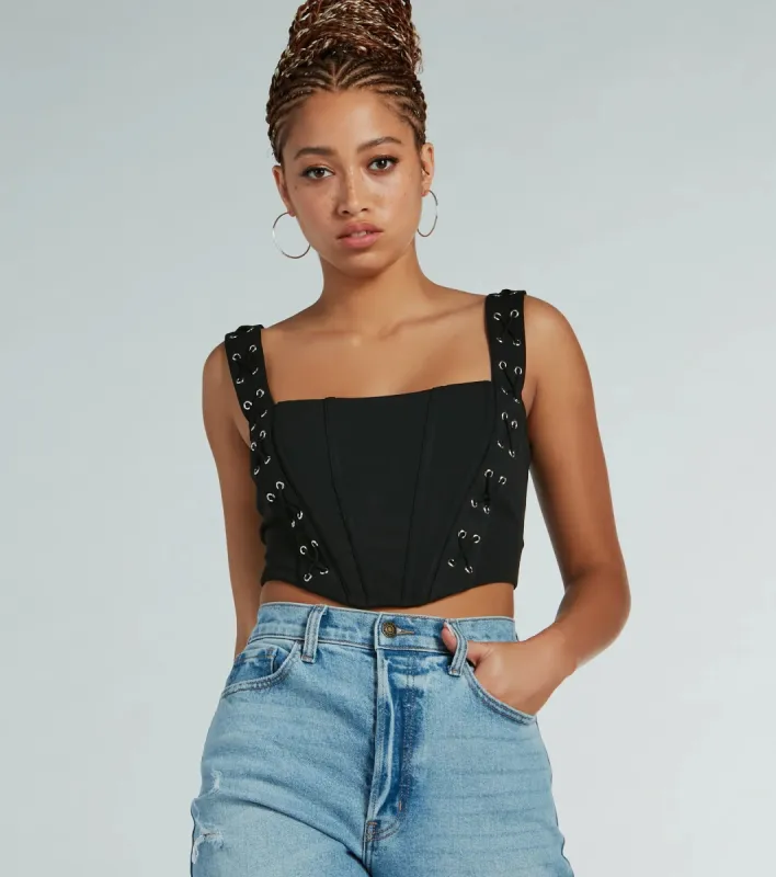 Sultry Stunner Lace-Up Detail Corset Top sold by Windsor