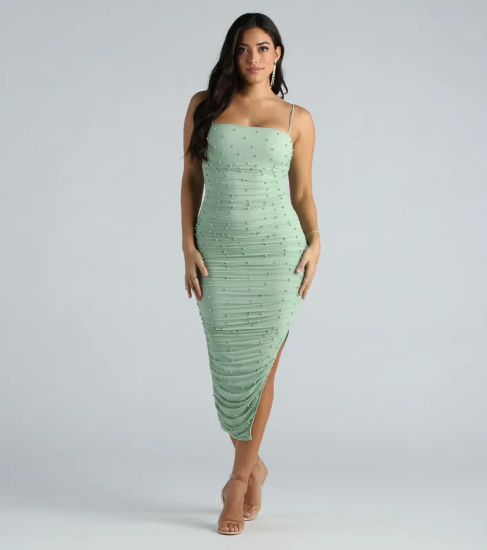 CLEARANCE - Not Your Average Pearl Mesh Midi Dress sold by Windsor