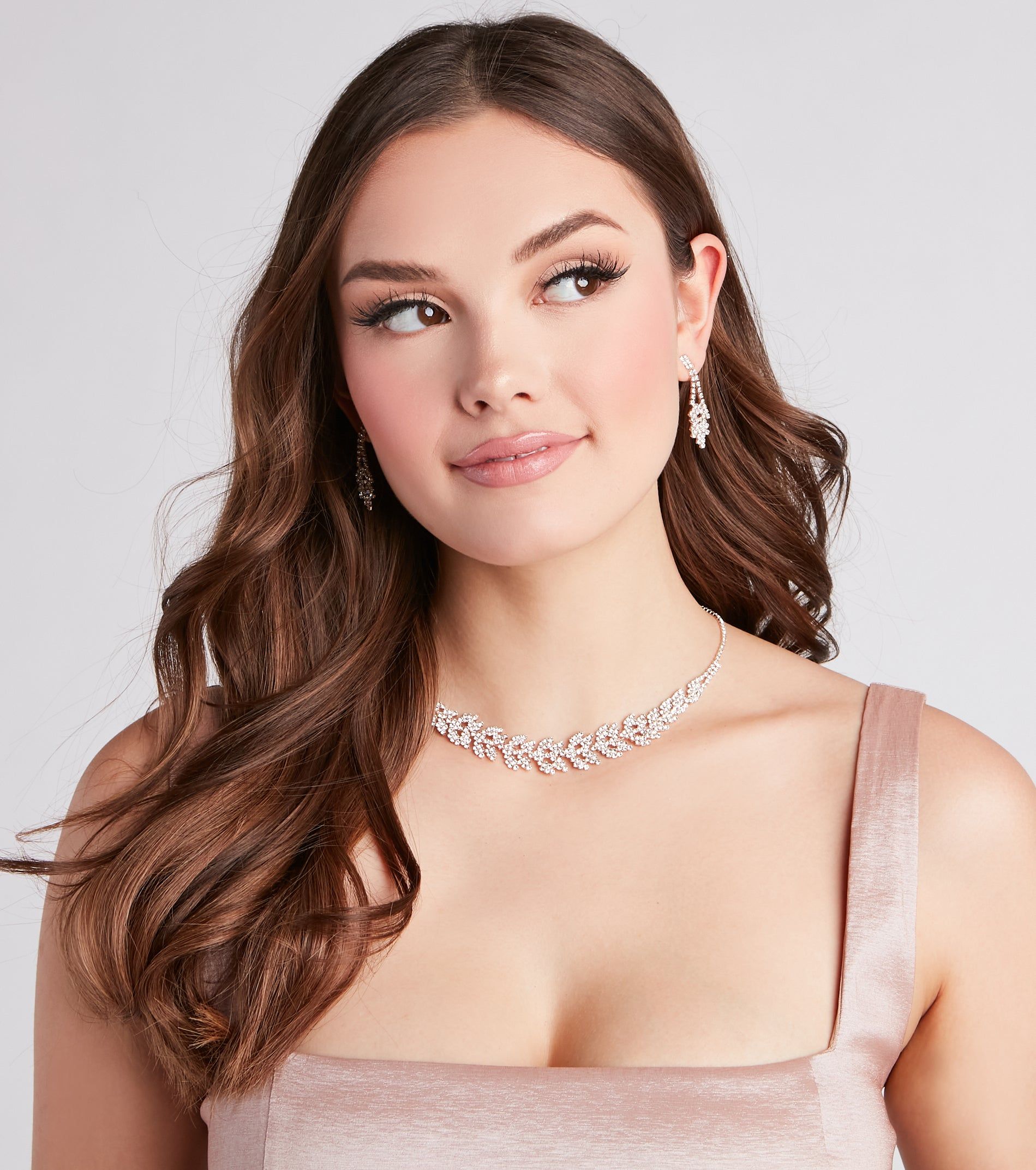 Feeling Glitzy Rhinestone Necklace And Earrings Set sold by Windsor product image thumbnail 3