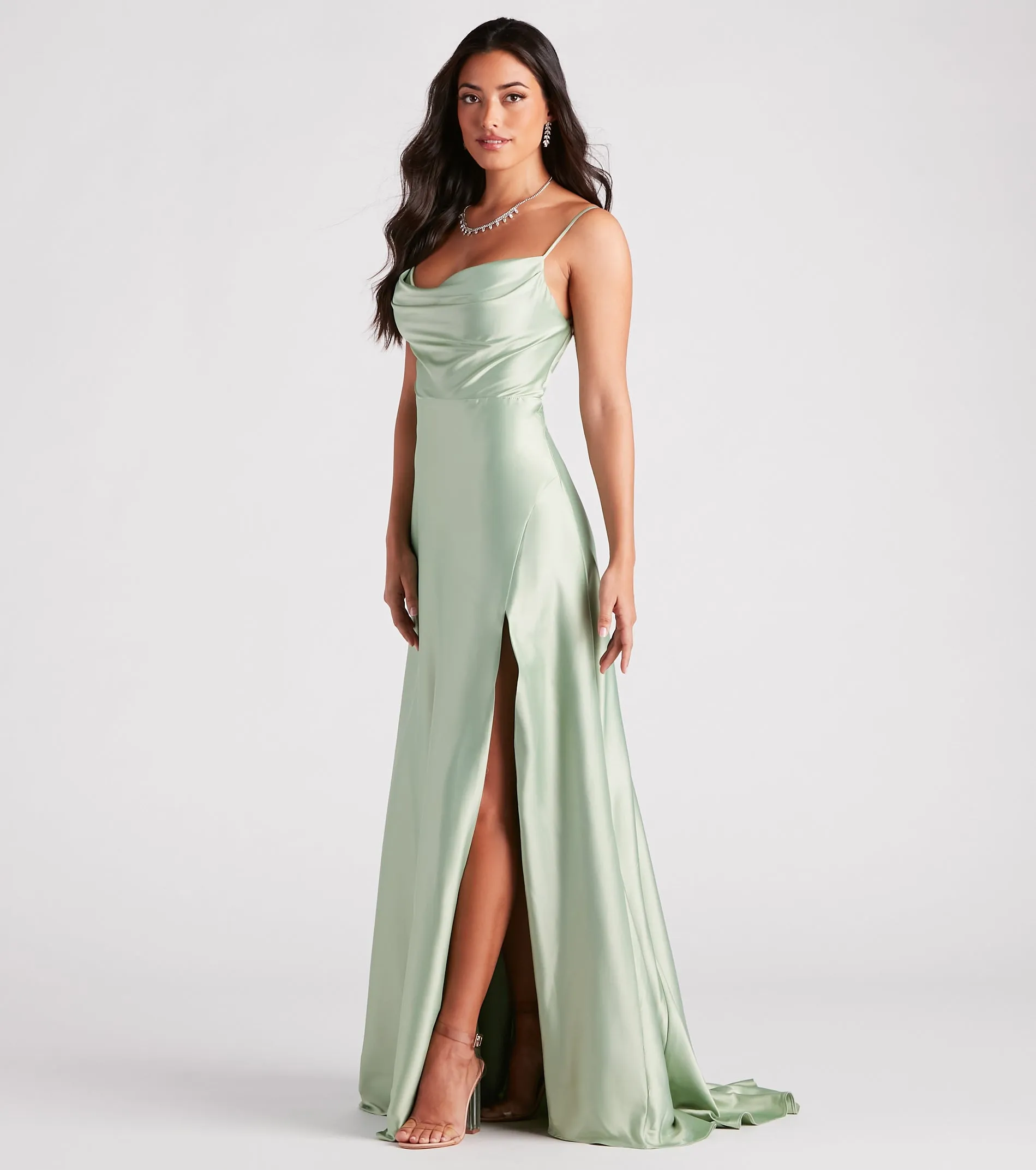 Marva Formal Satin Cowl Neck Dress sold by Windsor product image thumbnail 3