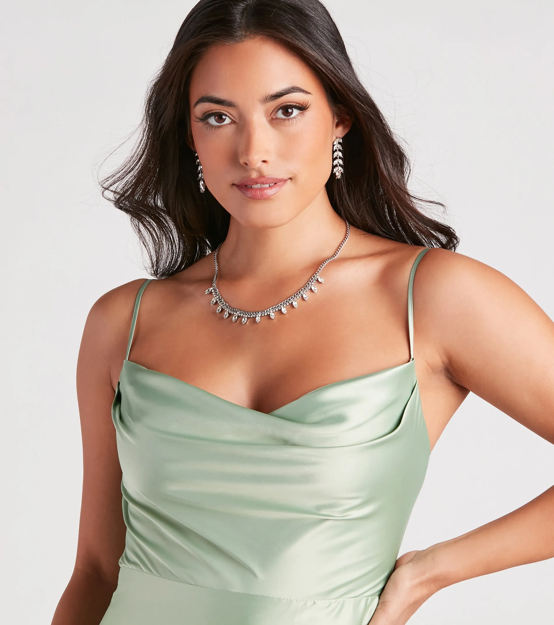 Marva Formal Satin Cowl Neck Dress sold by Windsor product image thumbnail 4