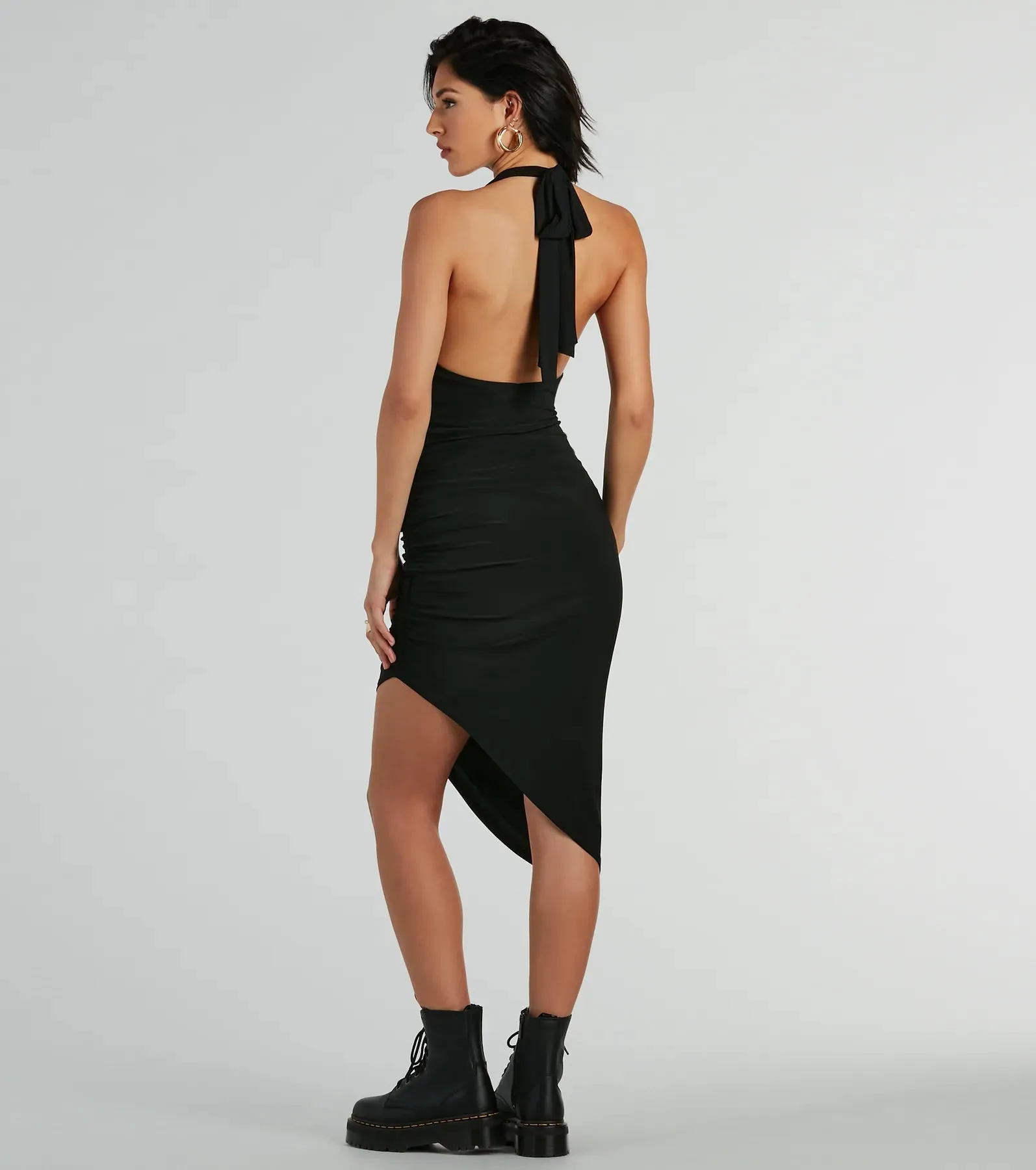 Sleek Look Cowl Neck High Slit Knit Midi Dress sold by Windsor product image thumbnail 2