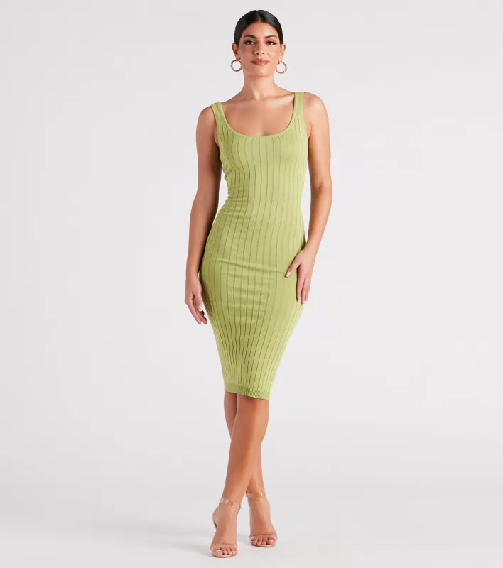 CLEARANCE - Taking the Plunge Scoop Neck Midi Dress sold by Windsor