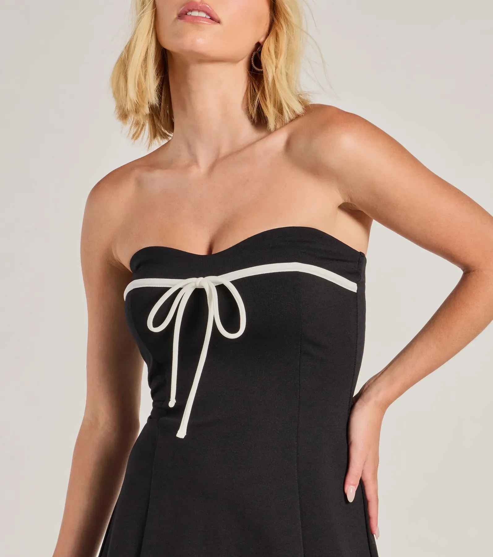 Unforgettable Cutie Bow A-Line Ponte Mini Dress sold by Windsor product image thumbnail 4