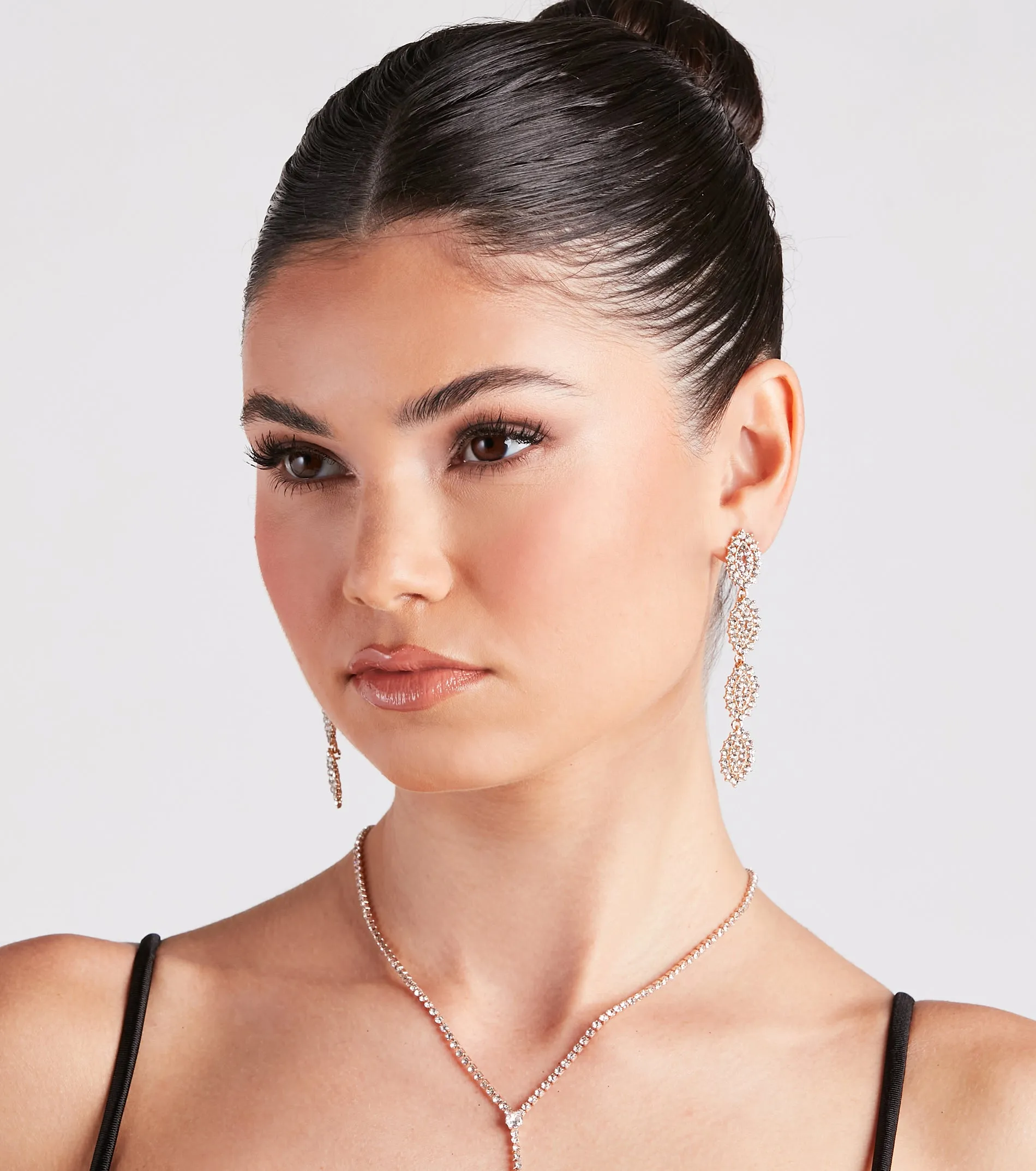 Dreamy Glamour Rhinestone Duster Earrings sold by Windsor product image thumbnail 3